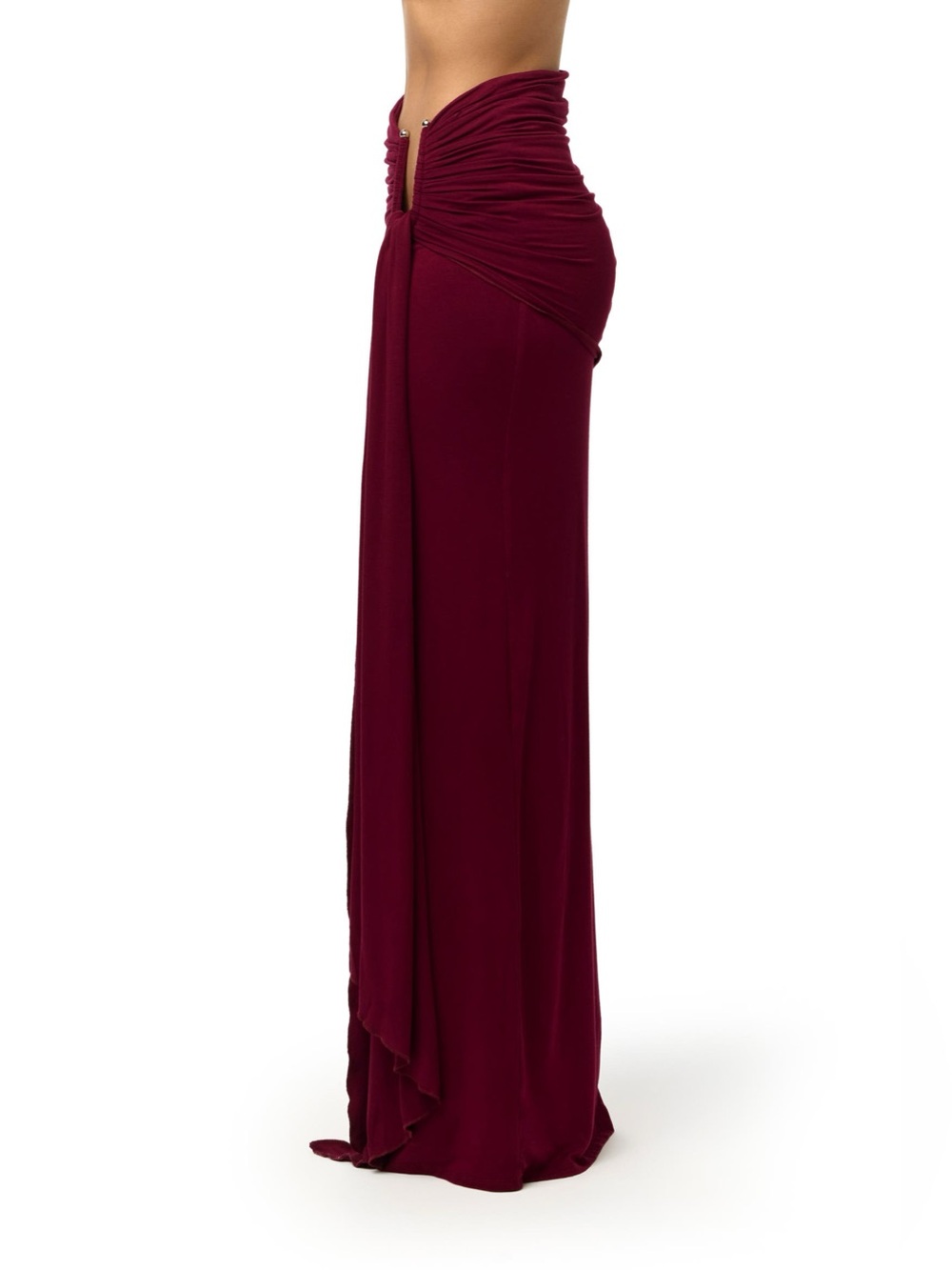 Naked Wardrobe U-Wire Ruched Maxi Skirt Sangria - Picture 3 of 12